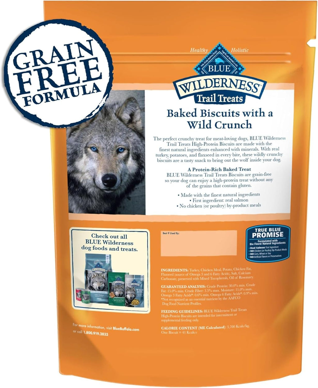 Wilderness Trail Treats High Protein Grain Free Dog Biscuits Crunchy Dog Treats, Turkey Recipe, 24-Oz Bag